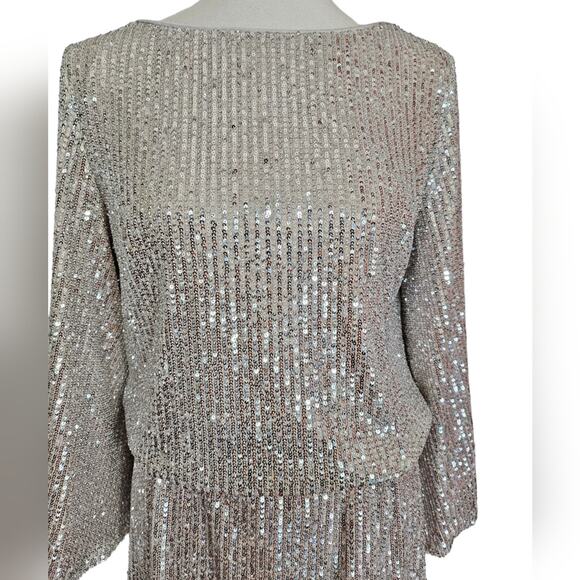 ⚡️SALE! Mestiza NY Silver Sequin Open Back Mini Dress - Picture 8 of 15